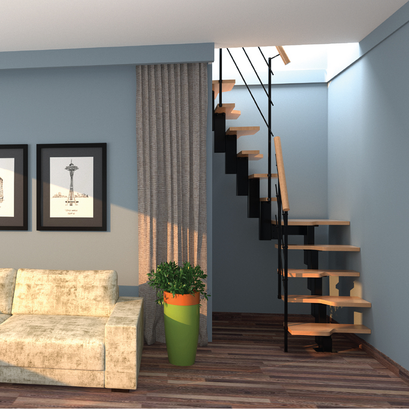 Scara Quadro - geometrie curata, metal + multiplex lacuit